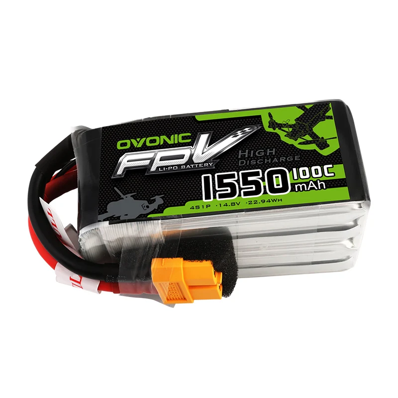 Ovonic 1550 мА/ч, 4S 100C Max 200C 14,8 V Lipo Батарея XT60 штекер небольшой гоночный Дрон с видом от первого лица Квадрокоптер Дрон гонщик