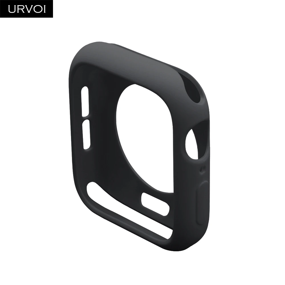 URVOI конфетный, TPU чехол для apple watch series 5 4 3 21 цветной защитный чехол для iWatch 38 42 40 44 мм подходит для ультратонкой рамки - Цвет: Black