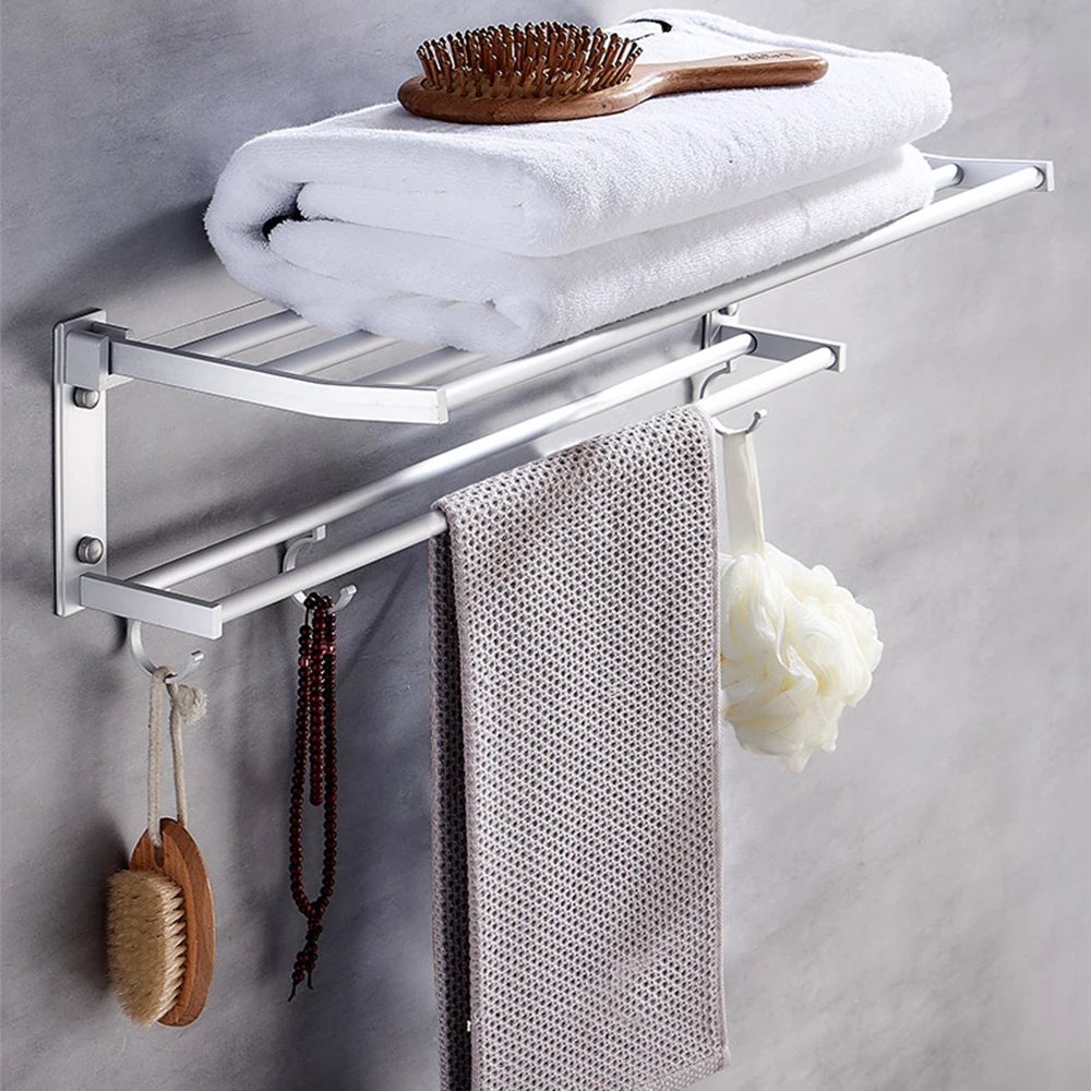Günstig Hohe Qualität 40cm Wand Raum Aluminium Silber Oberfläche Handtuch Bars Handtuch Hanger Einstellbare Handtuch Rack mit Haken