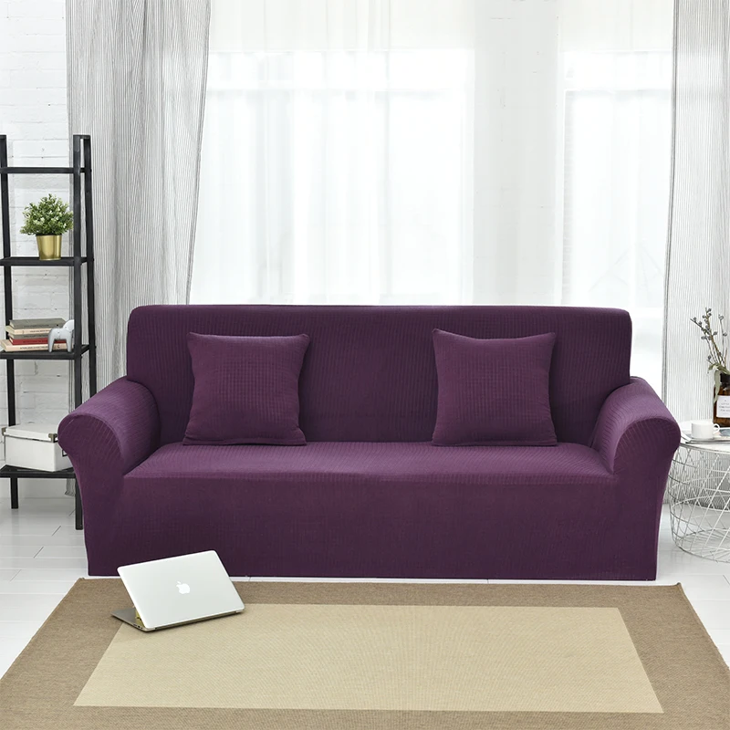 Us 73 0 Thick Knitted Purple Solid Universal Stretch Sofa Slipcovers For Living Room Elastic Couch Corner Covers Furniture In Cover