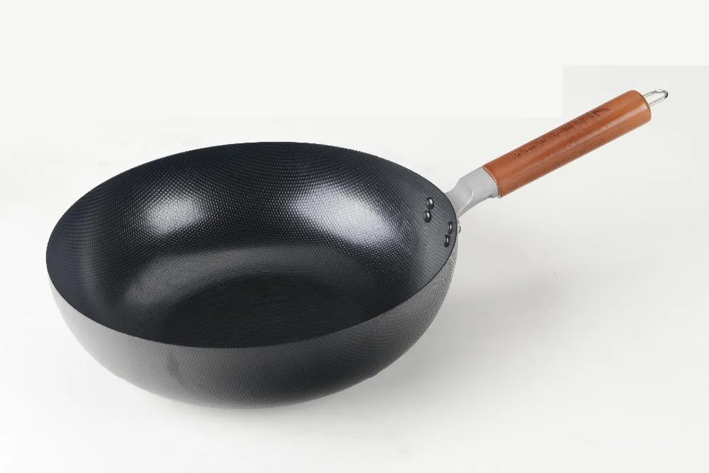 1pcs Diameter 28cm No Coating Pure Iron Fry Pan/Steak Frying Without Lampblack Chinese Panin