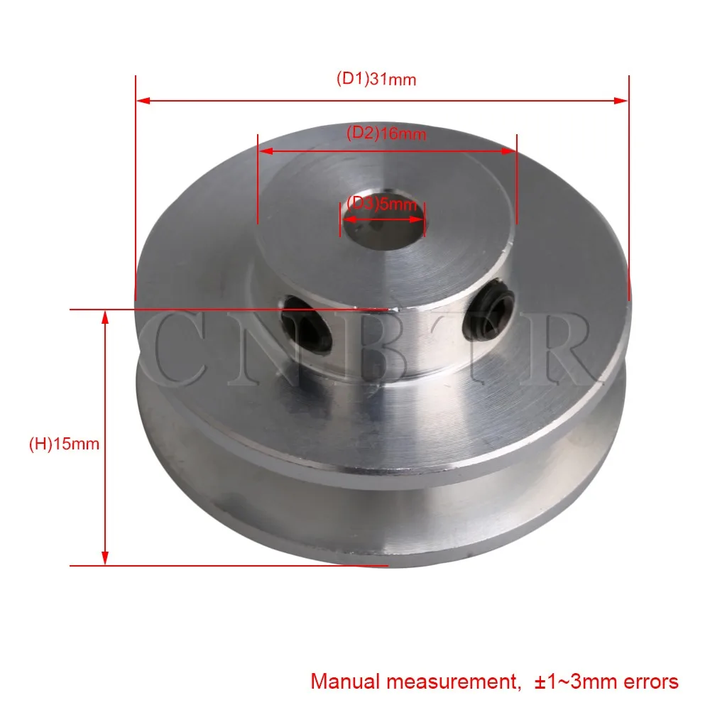 CNBTR 31x15 Серебряный алюминиевый сплав одиночный паз шкив для вала двигателя 3-5 мм PU круглый ремень