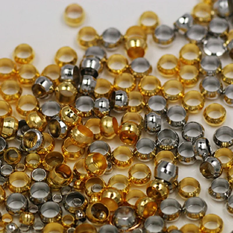 

150-500Pcs Golden&Rhodium Rondelle crimp End Spacer Beads Caps, for DIY fashion Bracelets Jewelry Findings 2mm 2.5mm 3mm 4mm