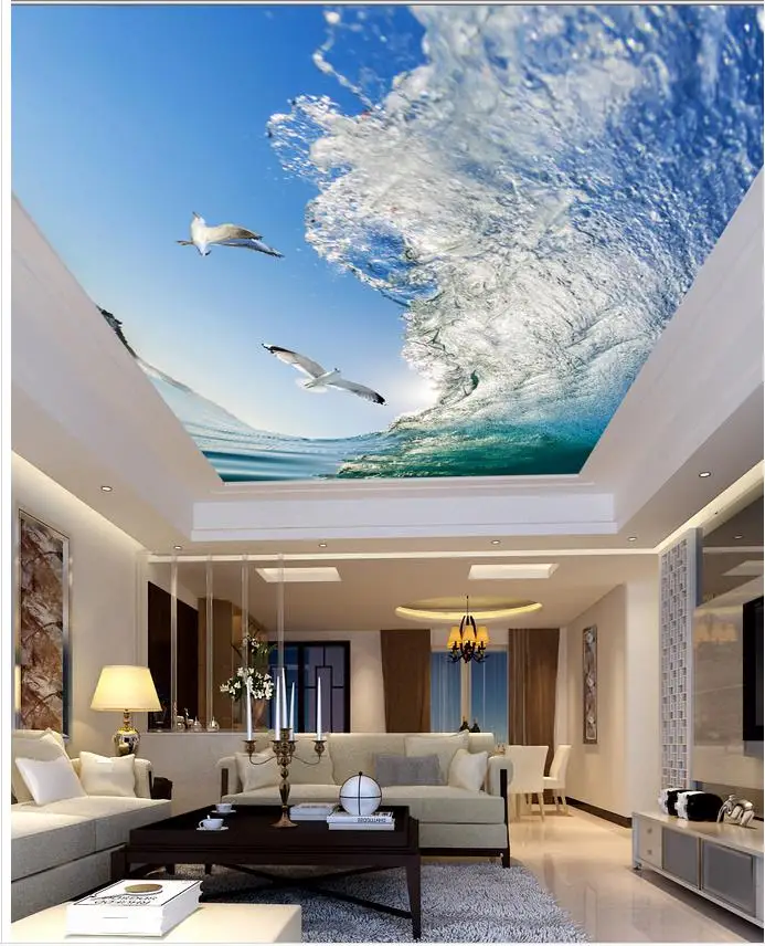 Custom photo wallpaper Zenith ceiling Beautiful sea ceiling Landscape wallpaper living room Restaurant ceiling wall painting ukiyo e paper umbrella 84cm japanese restaurant decorative umbrella izakaya hotel ceiling decor cherry parasol photo props