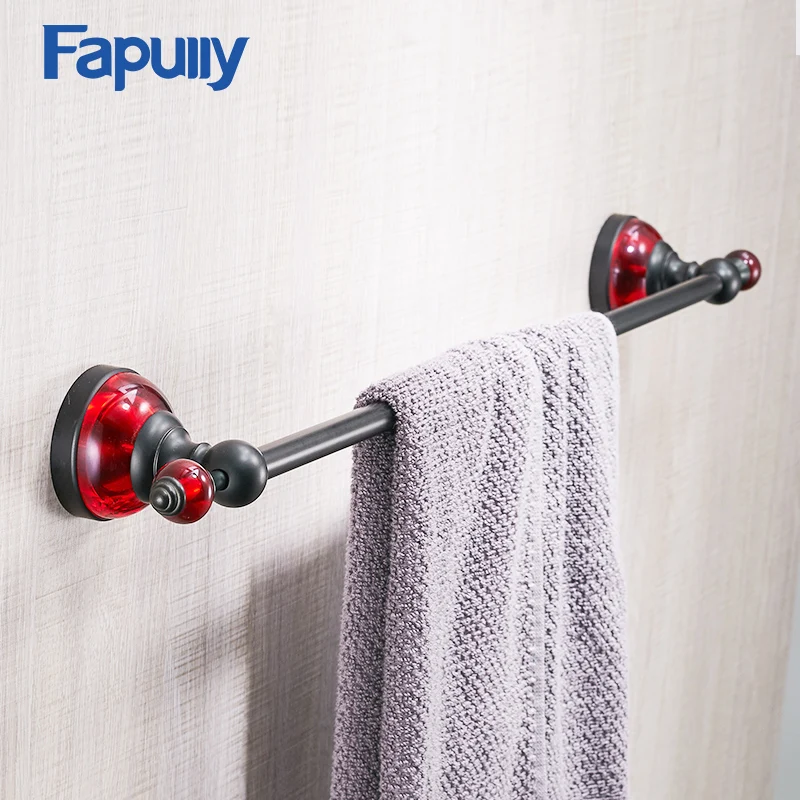 

Fapully Towel Holder Wall Mounted Black Single Towel Bar Towel Rack Space Aluminum Bathroom Accessories