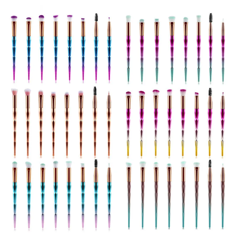 

8 pcs/set makeup brush kit soft synthetic Diamond handlebrushes fan flat brush set for women eyeshadow facial make up eye brush