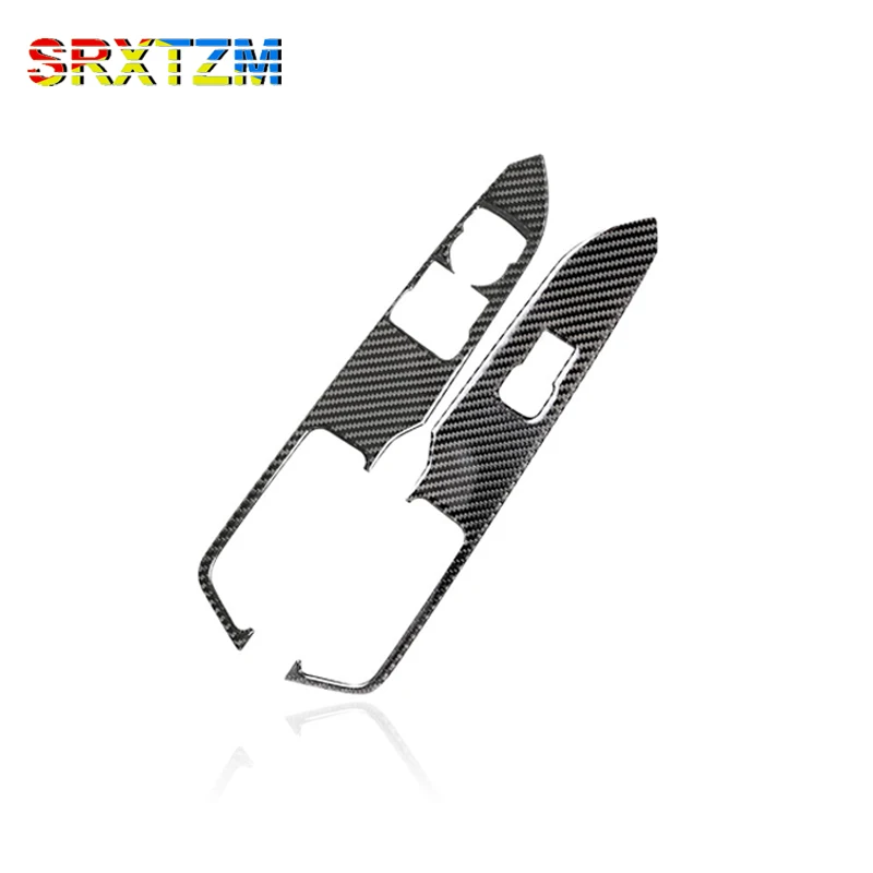 

SRXTZM Carbon Fiber Window Lifter Control Frame Window Switch Decor Armrest Panel Sticker For Ford Mustang 2015 2016 2017