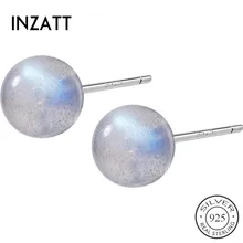 INZATT Classic Minimalist Geometric Round Moonstone Stud Earrings Charm 925 Sterling Silver Fashion Jewelry For Women party Gift