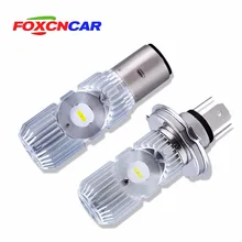 Foxcncar BA20D H4 LEVOU Lâmpada Do Farol BA20D H4 Hi/Lo moto rcycle luz 20 w Scooter Moped ATV 6500 k moto Lâmpada Cabeça moto rbike 12 v