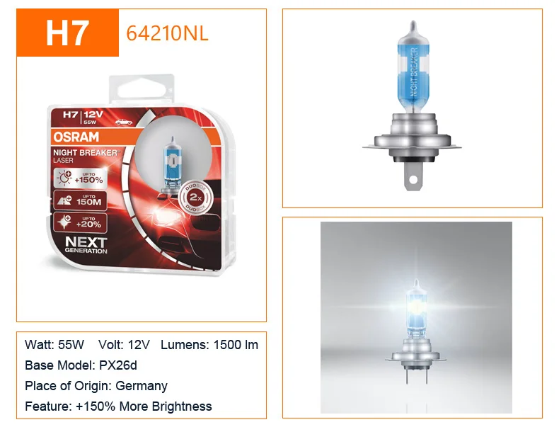 OSRAM H1 H3 H4 H7 H8 H11 9005 9006 12 В ночник выключатель лазер нового поколения автомобиля галогенные фары Противотуманные фары+ 150% яркость, 2X