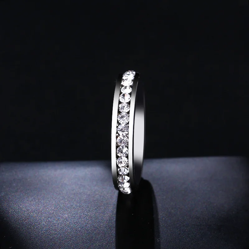 DOTIFI 316L кольца из нержавеющей стали для женщин Серебряный Цвет Кристалл обручальное кольцо ювелирные изделия
