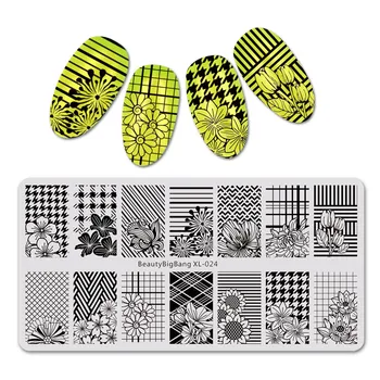 

BeautyBigBang Sunflower Nail Stamping Plate Autumn Lotus Stamping Nail Art Template 14 Plant Pattern Nail Stencils BBB XL-024