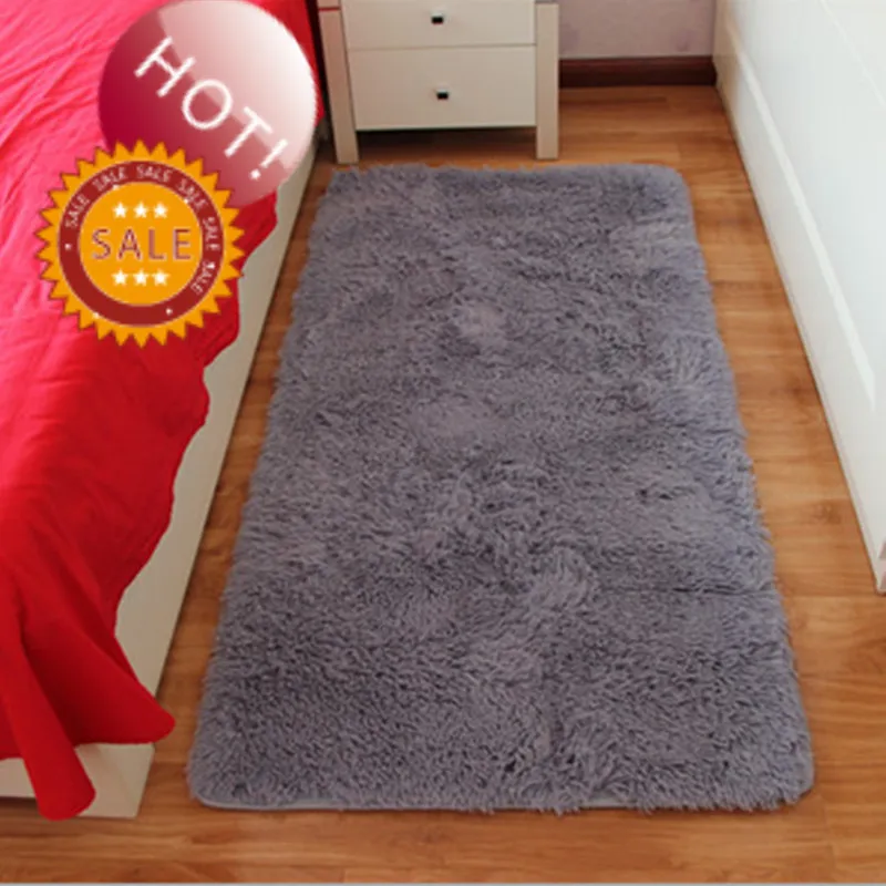 Free Shipping Gray 2 Rectangle Carpet Rug Bath Mat Shaggy Rug Absorbent