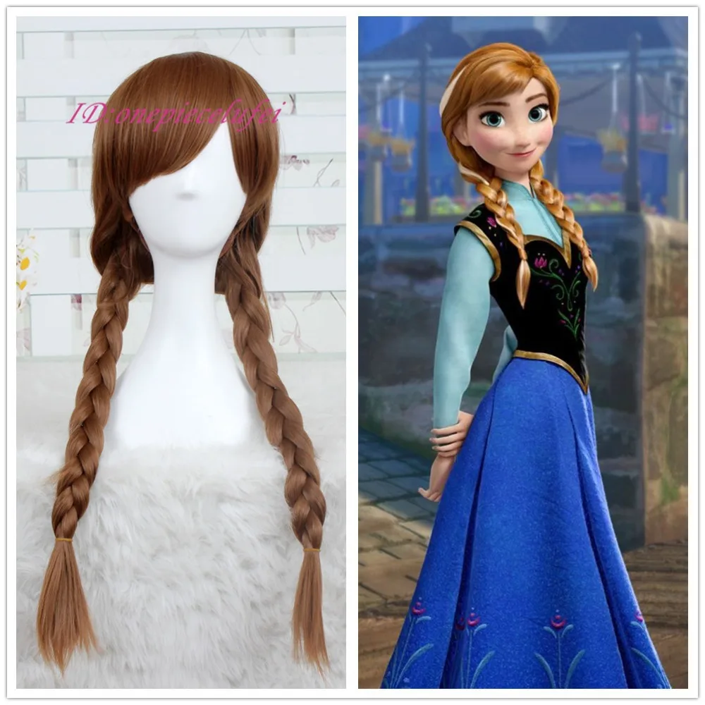 Snow Queen Anna Brown Weaving Braid Cosplay Wig Cc85ba Wig Cap On 