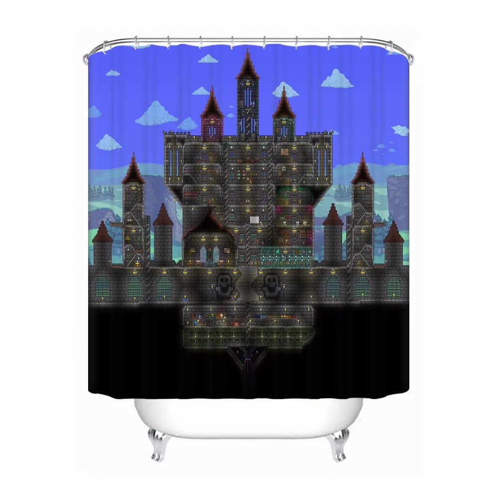 Custom Terraria Waterproof Bathroom Acceptable Shower Curtain Polyester