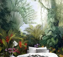 Beibehang Custom wallpaper home decor mural Medieval hand drawn tropical rain forest landscape tv background wall 3d wallpaper цена Beibehang Custom wallpaper home decor mural Medieval hand drawn tropical rain forest landscape tv background wall 3d wallpaper цены онлайн