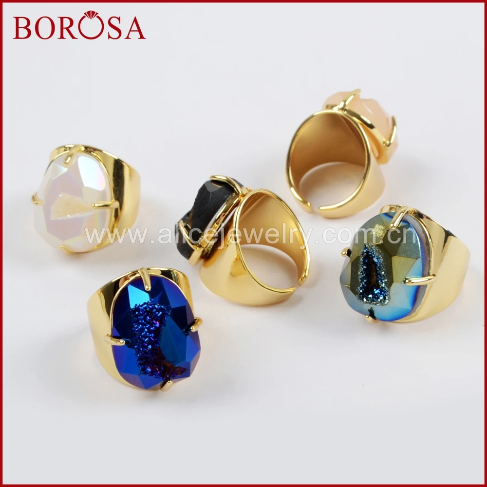 BOROSA 5 шт. оптовая продажа Золотое кольцо в форме яйца с когтями из титана