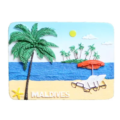Гавайские Maldives сувениры пляж Sunrise View смолы магнитный холодильник магнит путешествия кухня украшение дома холодильник стикер 3D - Цвет: Бургундия