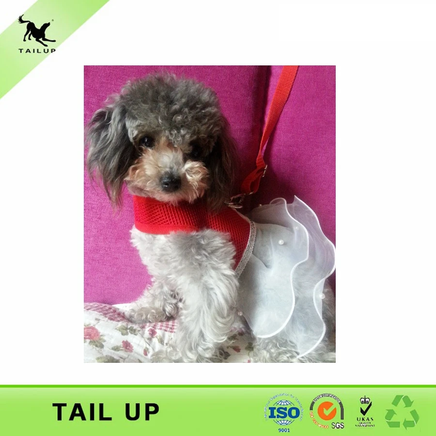 TAILUP High Ending Dog Clothes Chihuahua Yorkies Mesh Breathable Dresses Chiffon Wedding Dress With Leash 7Colors XS/S/M/L/XL