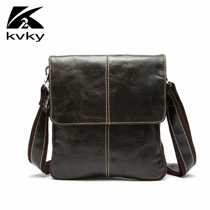 Buy KVKY Vintage Genuine Leather Men's Bag Casual Men