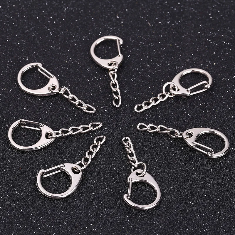 

High Quality Fashion Gold Silver Key Chain Ring Jewelry Making DIY Accessories Bag Charms Car Keyring Toy Parts Keychain Trinket
