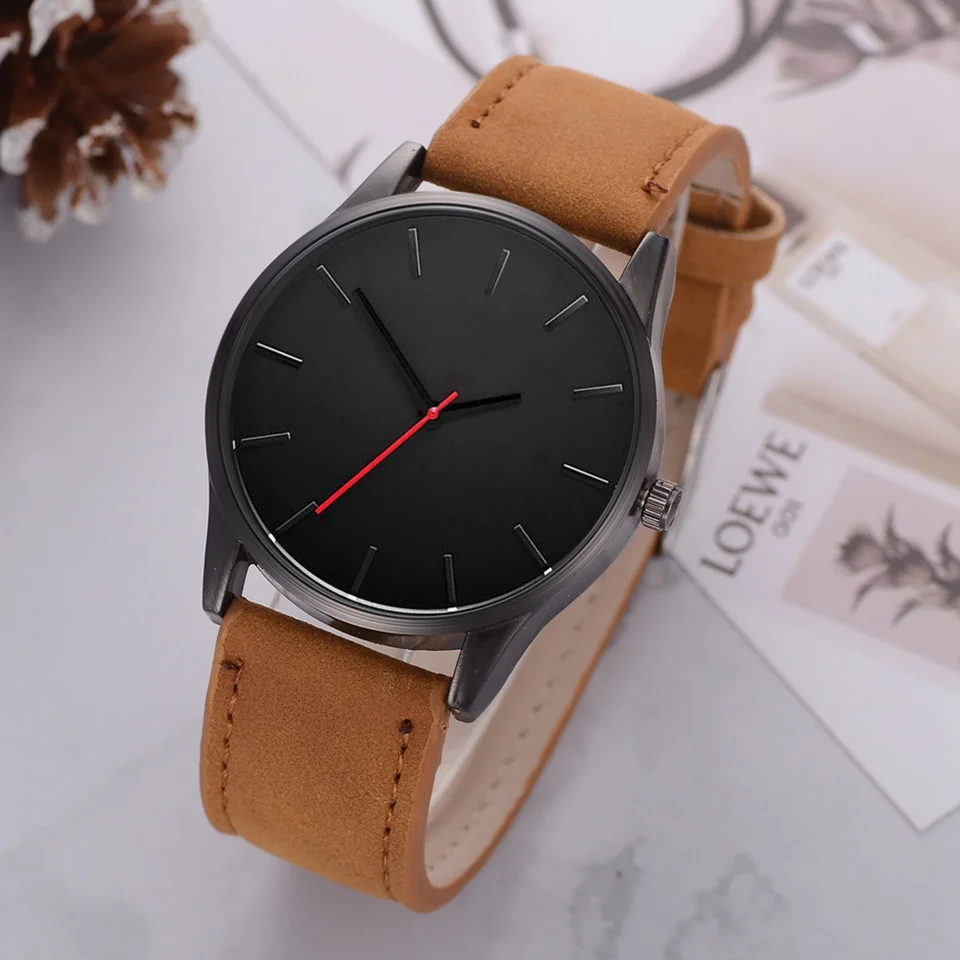 Reloj 2019 модные военные кварцевые мужские часы с большим циферблатом кожаные