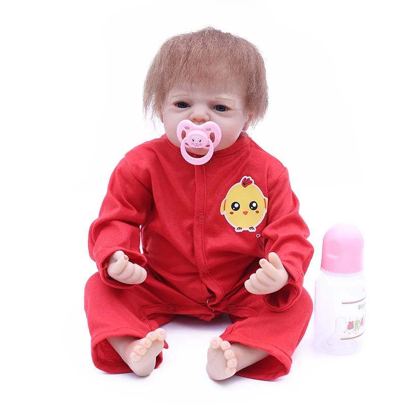 

New arrival20inch 50cm silicone limbs and cloth body reborn dolls toddler baby boy with red clothes silicone reborn baby dolls