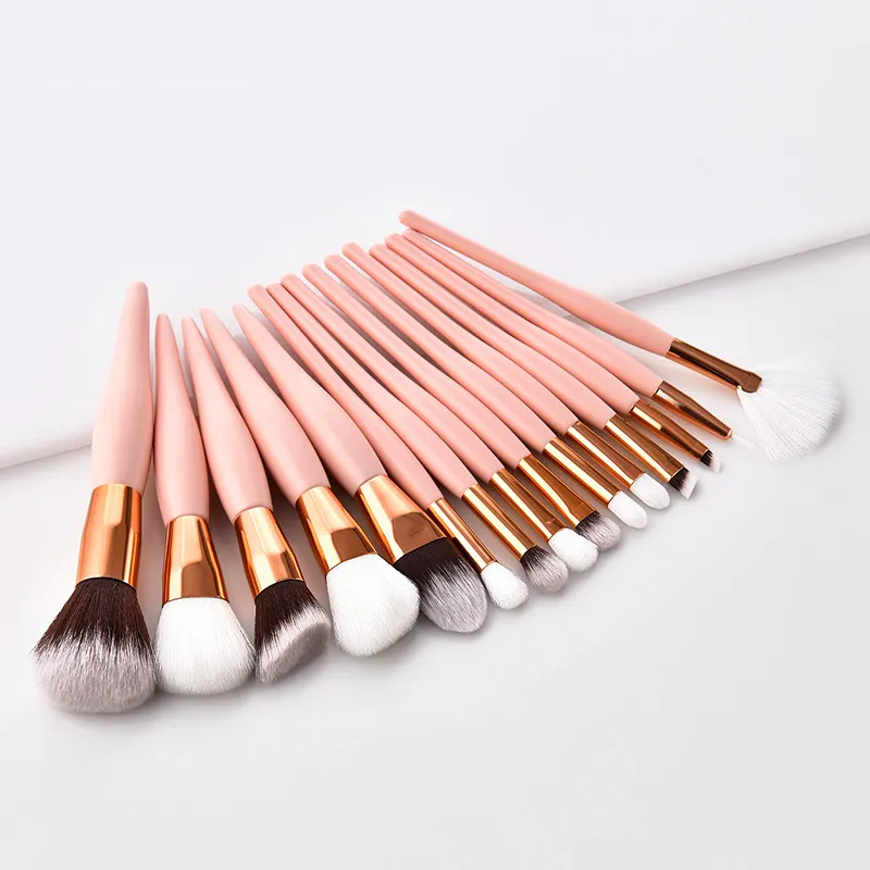 2018 Popular 15pcs Makeup Brushes Set Beauty Foundation Power Blush Eye Shadow Brow Lash Fan Lip Face Make Up Brushes