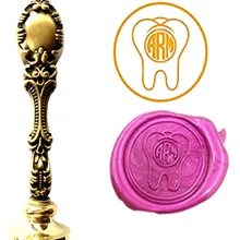 Зубы Винтаж индивидуальный логотип роскошные Воск уплотнительное штамп латунь павлин металлической ручкой подарочный набор