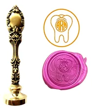 Teeth Vintage Custom Picture Logo Luxury Wax Seal Sealing Stamp Brass Peacock Metal Handle Gift Set