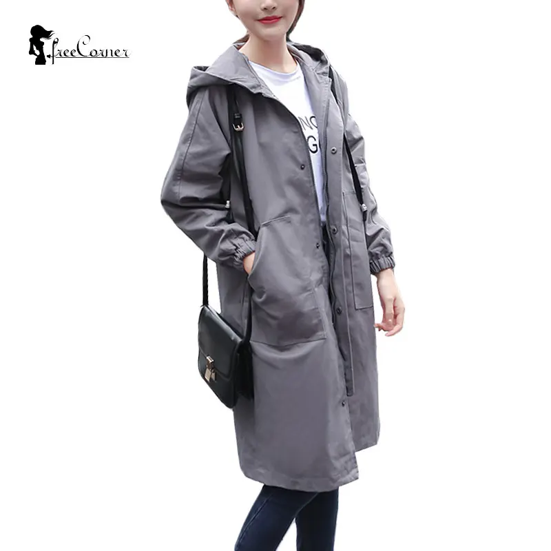 New Women Trench Spring Autumn 2017 Coats Hooded Collar Long Sleeves Windbreaker Fashion Girl's Streetwear Clothing | Женская одежда