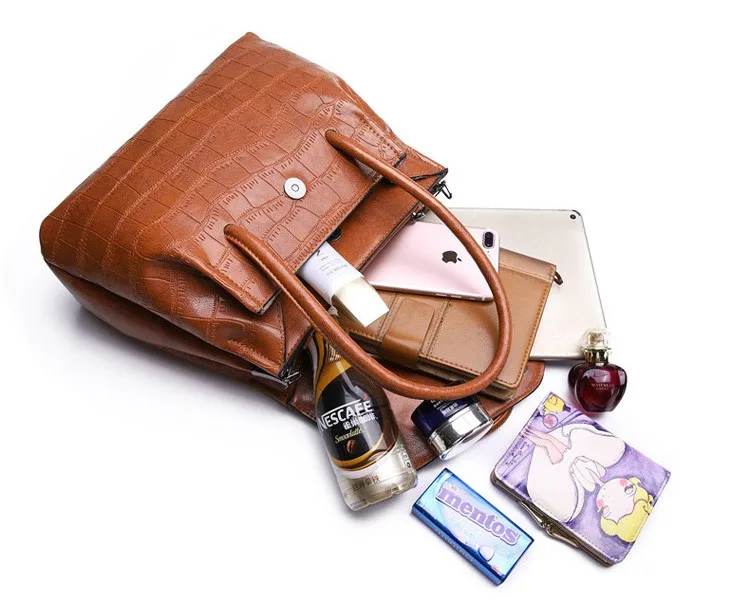 MJ Women Handbag Alligator PU Leather Shoulder Bag Female Large Capacity Top-Handle Bags Luxury PU Leather Tote Messenger Bag (9)