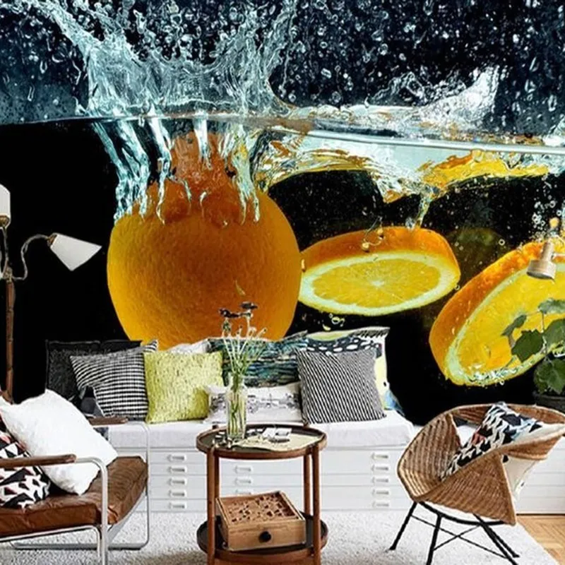 Beibehang 3D обои на заказ настенные оранжевые фрукты для разлива креативный спрей воды Чистый фото обои ТВ комната диван фоны