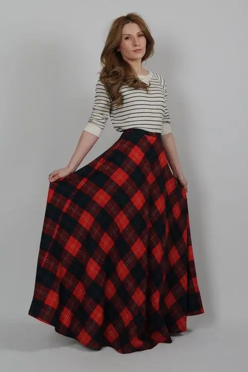 Aliexpress.com : Buy Vintage 70s Plaid WOOL High Waisted ULTRA FULL ...