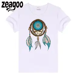 Zeagoo футболка Повседневная Базовая однотонная вырез лодочкой Slim Fit мягкая с коротким рукавом женская белая Ловец снов череп