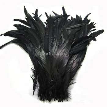 

Free shipping Wholesale 100pcs/lot 35-40cm BLACK Cock Tail rooster tail Feather Rooster feather coque feather