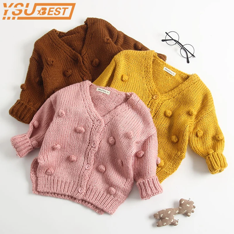 

1-3Yrs Baby Girl Sweater Outerwear Coat Child Winter Ball In Hand Down Sweater Cardigan Jacket Cardigan For Girl Girls Cardigan
