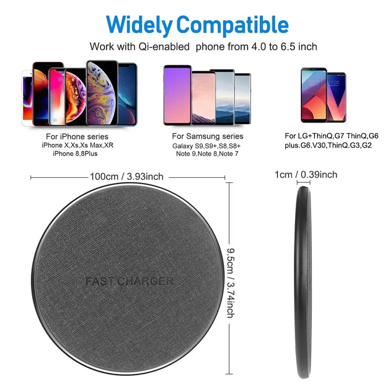 Беспроводное зарядное устройство Tongdaytech 10 Вт Qi для Iphone X 8 11 Pro Max металлическое