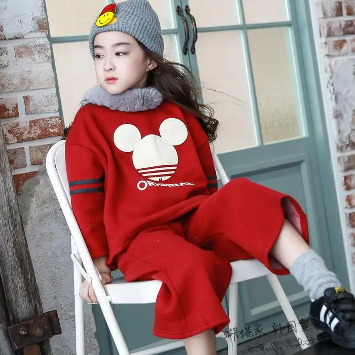 

Resale Autumn Loose Girls Suits for Children Wide Leg Pants and Character Tops 2pcs Girls Set Spring Casual Girls Clothes