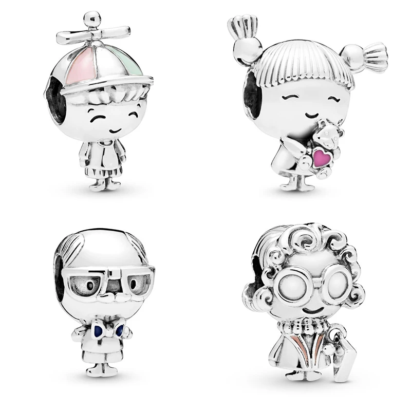 

2019 Spring 925 Sterling Silver Bead Grandpa Grandma Boy Girl Charm Fit Original Women Pandora Bangle Bracelet DIY Jewelry
