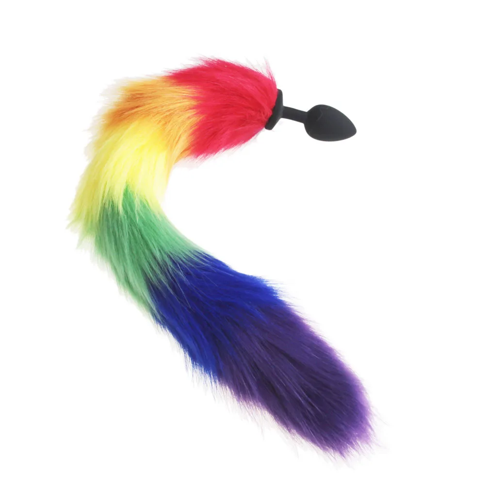 hh080 rainbow fox tail anal plugs (7)