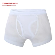 Трусы для мальчиков THREEGUN, детское нижнее белье, удобные хлопковые однотонные шорты для малышей, трусы-боксеры, нижнее белье для подростков
