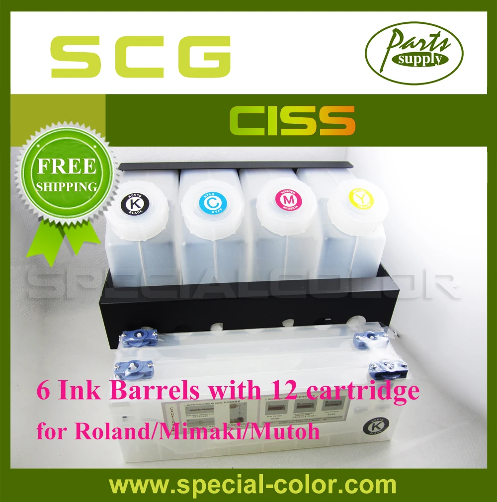 

Free Shipping! Compatible Continuous Bulk Ink Supply System (CISS) 6pcs Ink Barrels with 12pcs Empty Ink Tank(6X12)