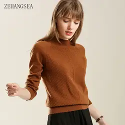 ZEHANGSEA-осень зима свитер 18 Новый Половина-высокий воротник твил Женская свитер классический 7 цветов простые женские джемпер