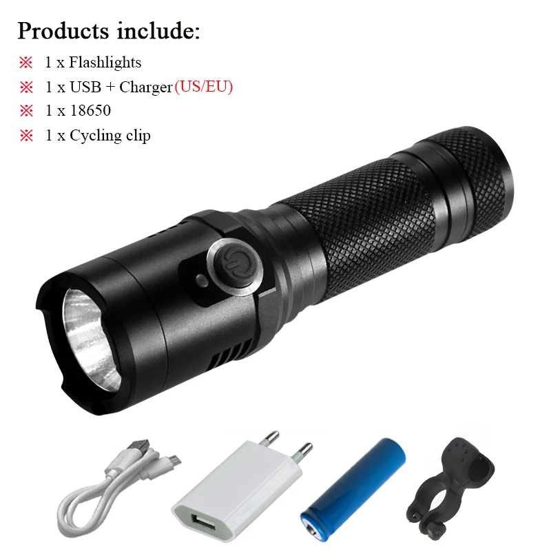 Сильный магнит рабочего освещения Мощный светодиодный фонарик xm l2 usb фонарик 18650 водонепроницаемый фонарь светодиодный zaklamp Лампе torche - Испускаемый цвет: USB flashlight C