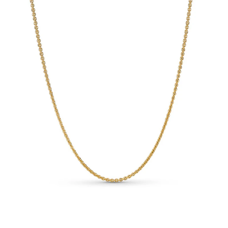 

NEW 2019 100% 925 Sterling Silver Ladies Temperament Gold Elegant Simple Necklace Fit Mother Original Fashion Jewelry Gift