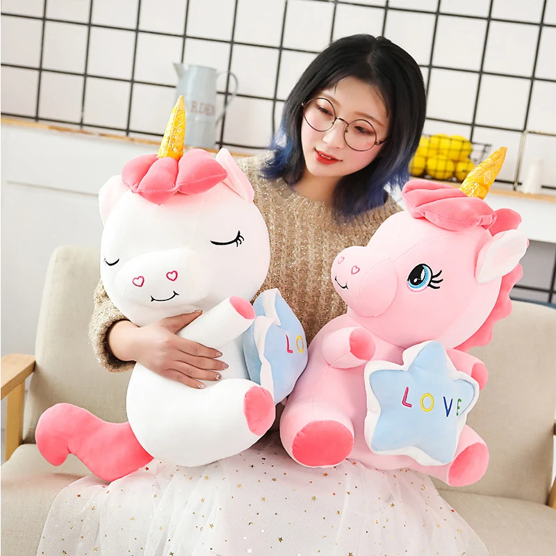 

Holding Love Unicorn Plush Toy Soft Stuffed Cartoon Unicorn Dolls Animal Horse Toy High Quality Toys for Lover Children Girls