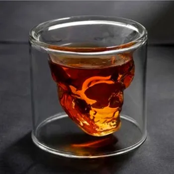 

Two ways Shot Transparent Crystal Skull Head Glass Cup For Whiskey Wine Vodka Bar Club beer wine glass 3 sizes