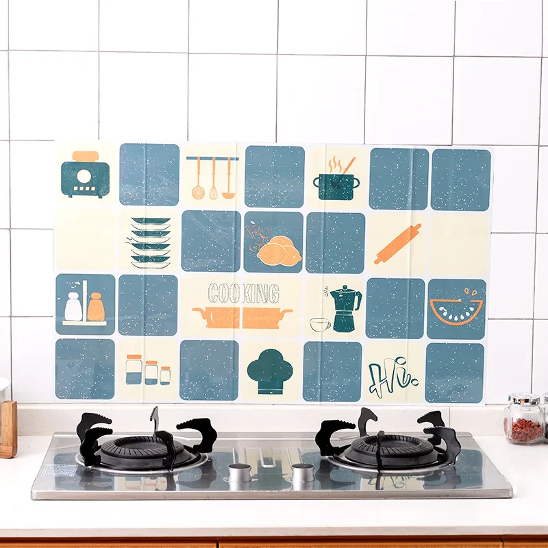 

45x70cm 3D Kitchen Wall Stickers Tile Door Stickers Kitchen Decoration Waterproof Anti Oil Tinfoil Paper