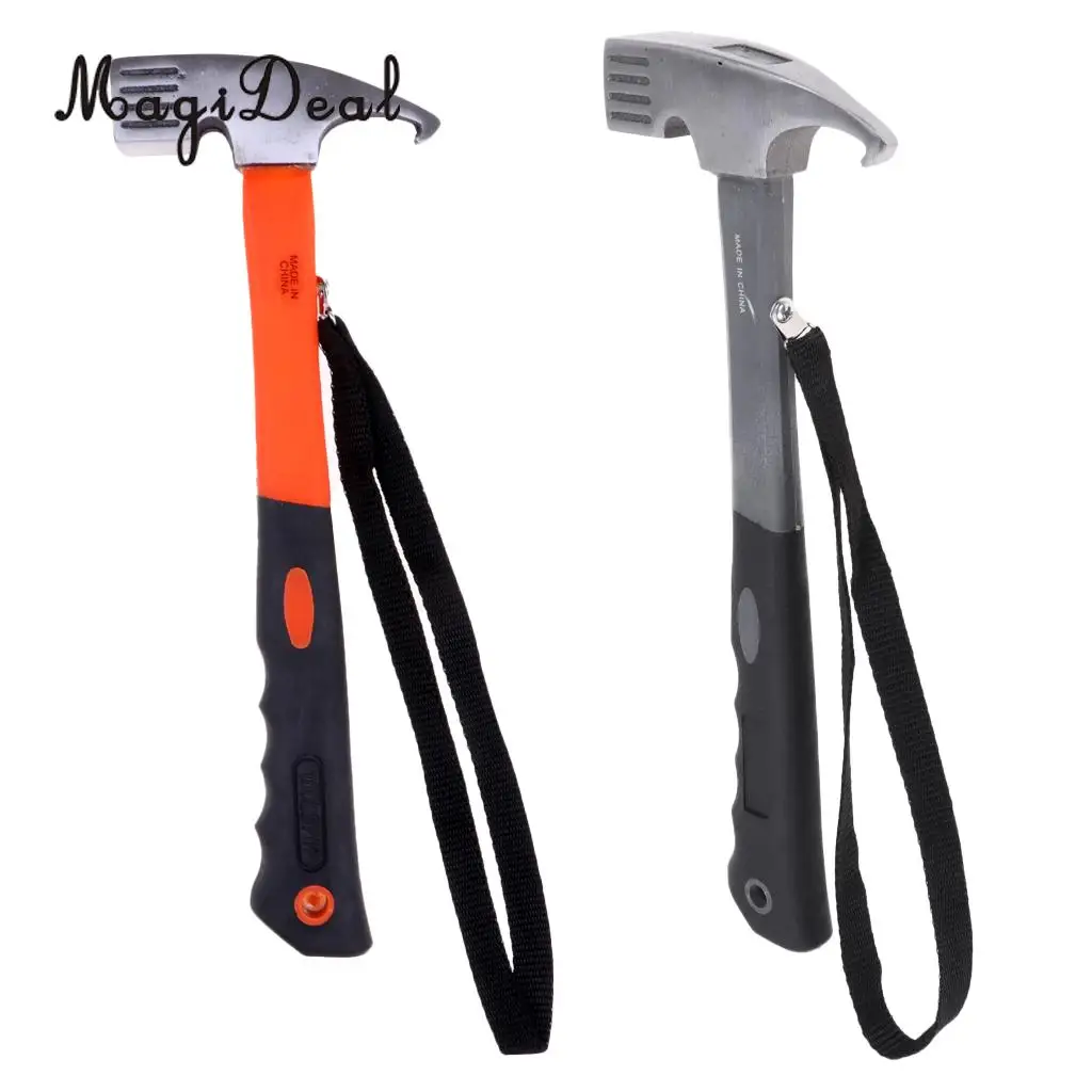 Portable Carbon Steel Camping Tent Hammer Tent Peg Stake Puller Mallet Extrator Remover Awning Canopy Multifunction Tool